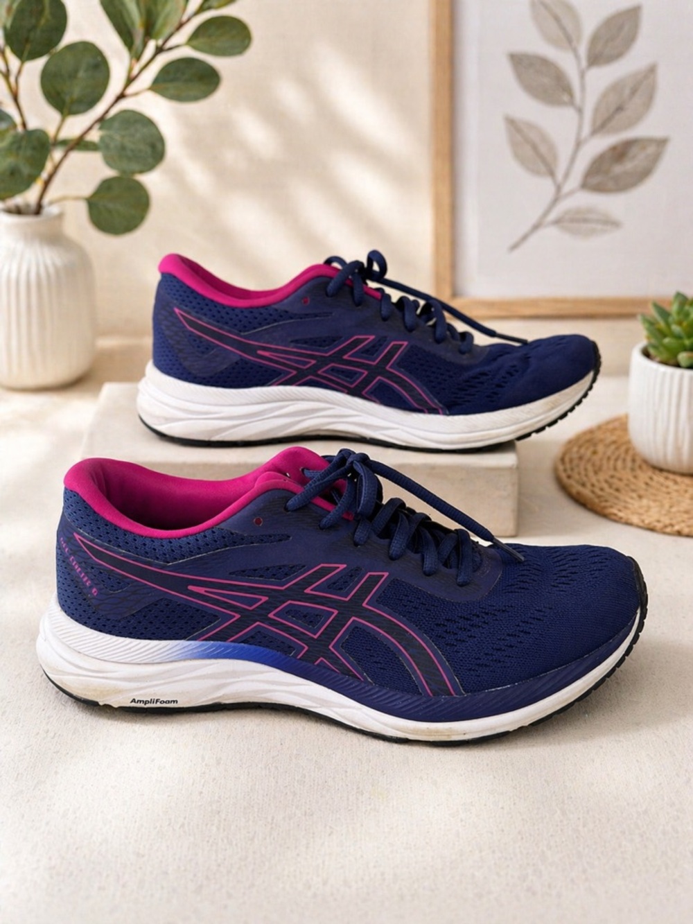ASICS Gel Excite 6 Running Shoes Women Size 11 Blue Pink Athletic Sneakers
